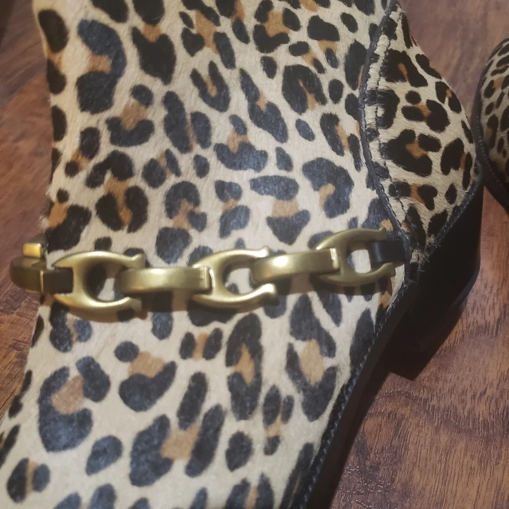 Coach Allen Signature chain leopard print BOOT size 10 new